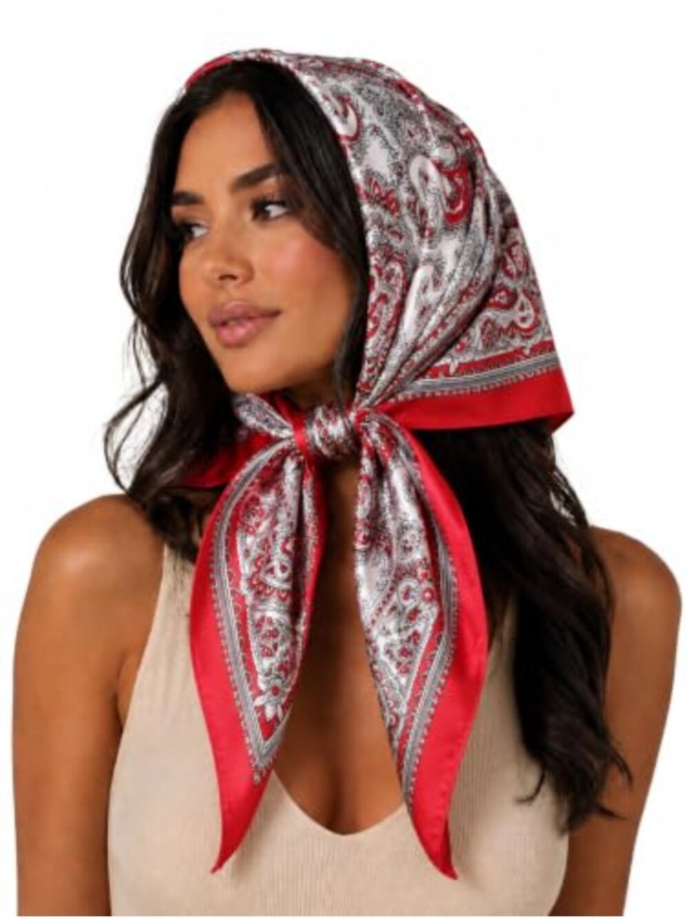 Silk Feel Satin Paisley Head Scarf 35x35 Large Bandana Hair Neck Wrap
